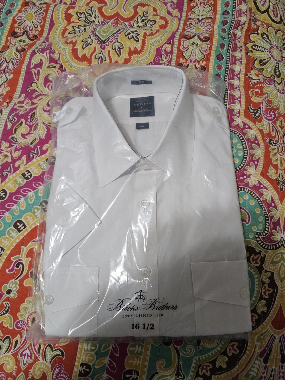 Brooks Brothers White Men's Dress Shirt - Spread Collar